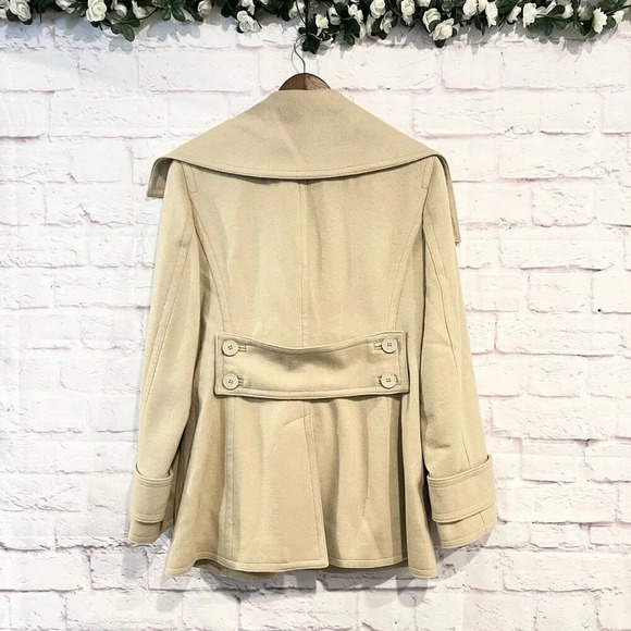 Calvin Klein Jacket Size 8 Double Breasted Wool Blend Beige Coat Jacket - Picture 2 of 12